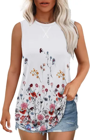 WEESO Womens Tank Tops Basic Casual Summer Trendy Crewneck Sleeveless Shirts Tops
