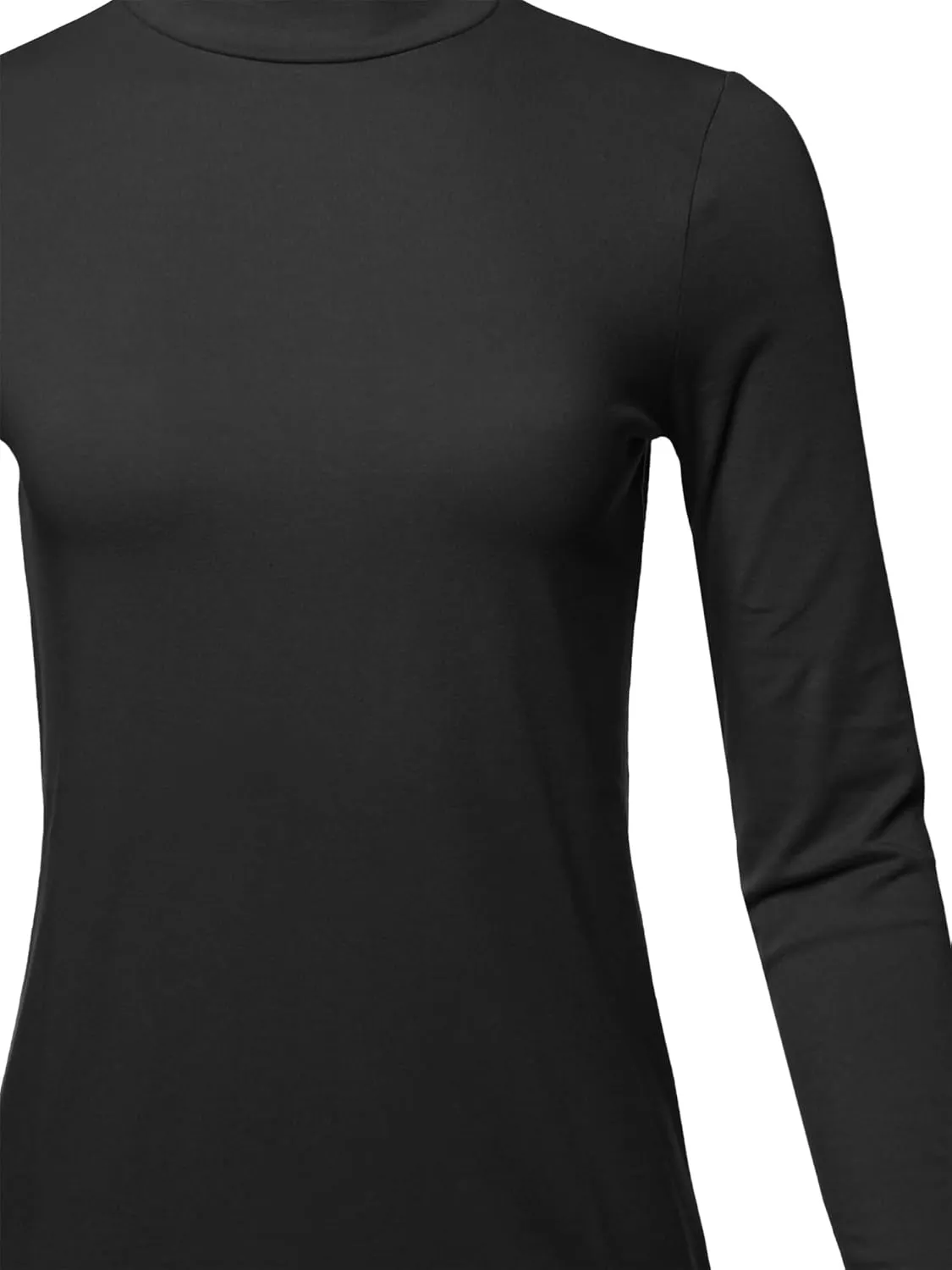 Women's Basic Solid Soft Cotton Long Sleeve Mock Neck Top Shirts